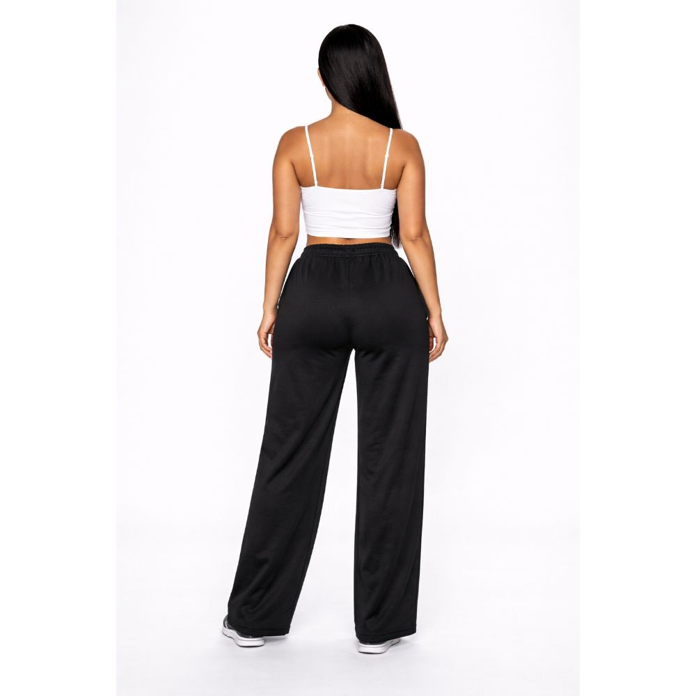 Dark Grey Graphic WideLeg Pants Street Style Drawstring Trousers